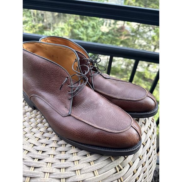 Allen Edmonds Worthingtons Cognac Brown Pebbled Leather Chukka Ankle Boots 15D - Picture 2 of 16